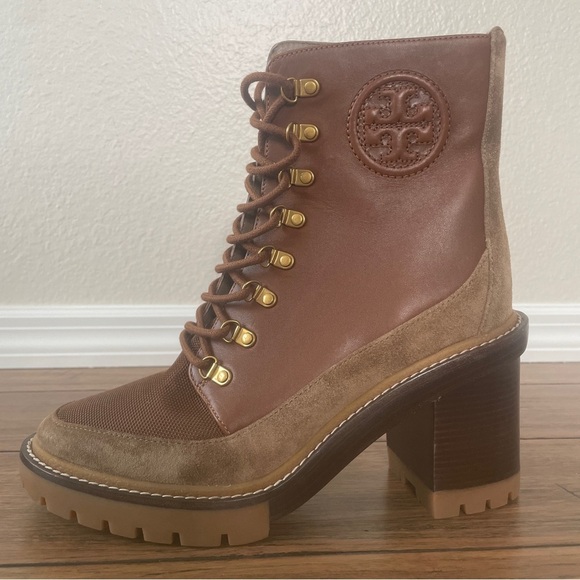 Tory Burch 95 mm Miller Lug Sole Booties boots lace up zipper chunky combat boot - Picture 14 of 16